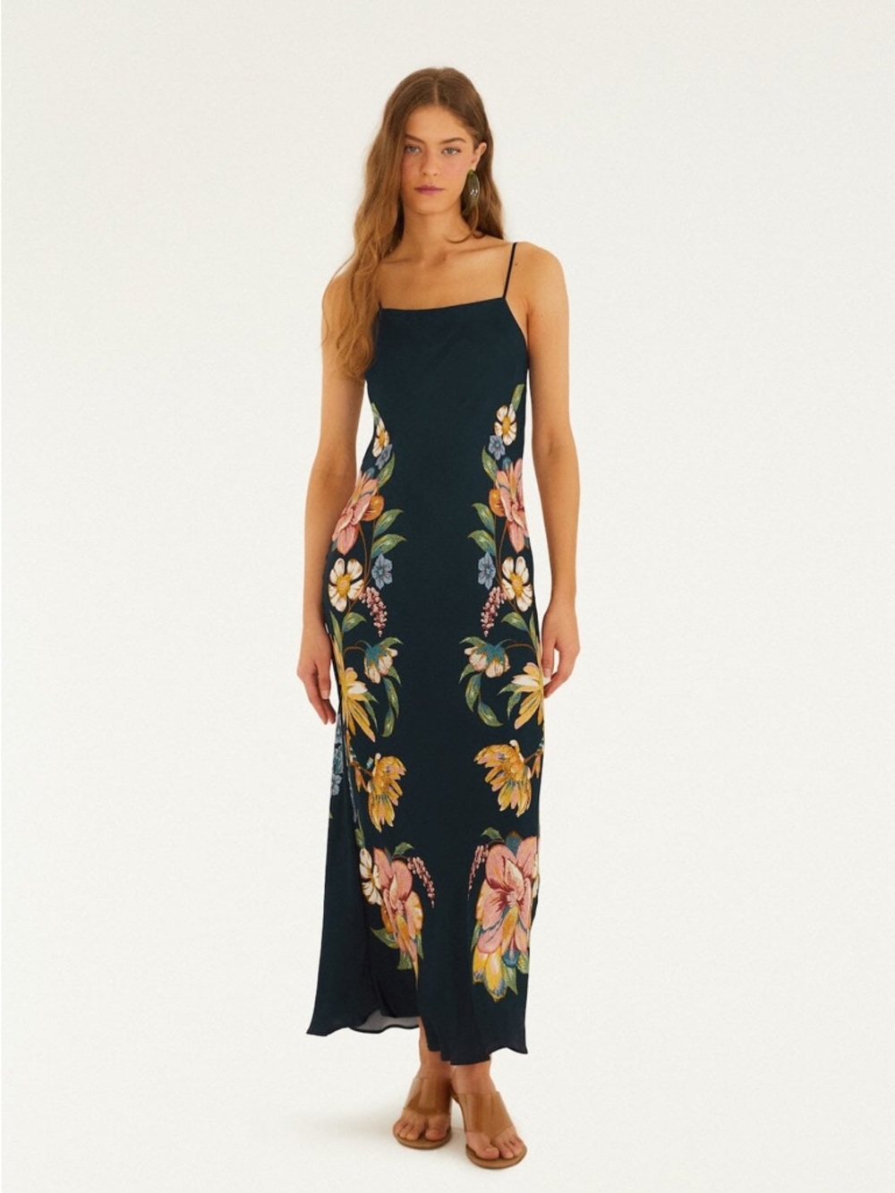 FARM Rio Dark Blue Maira Floral Lenzing™ Ecovero™ Viscose Maxi Dress Size XS NWT - Picture 2 of 16